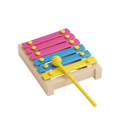 Colorful Children&rsquo;s Xylophone with Pink and Blue Bars on Wooden Base