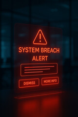 System breach alert warning on digital screen