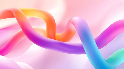 The 3D artwork features smooth, intertwined tubular shapes in vibrant gradient colors, complemented by a soft blurred background for a modern and fluid design.