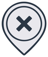 Obraz premium Wrong Location or Canceled Destination Map Pin Icon with X Mark