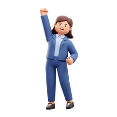 Cheerful Business Character Raising Fist