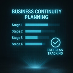 Obraz premium Holographic business continuity planning progress tracking chart