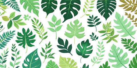 Vector tropical and seasonal leaves minimal flat design