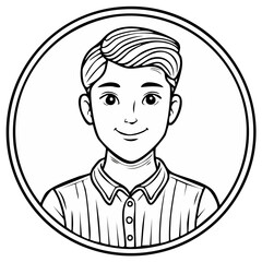 Portrait illustration of a young boy in a circular frame