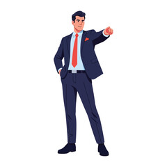 Visionary in Command: A dapper professional, exuding confidence and determination, gestures with purpose, guiding the way forward in a poised.