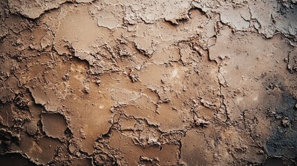 Fototapeta premium Matte clay surface texture with natural cracking and weathering patterns photographed from above for eco-conscious web design backgrounds
