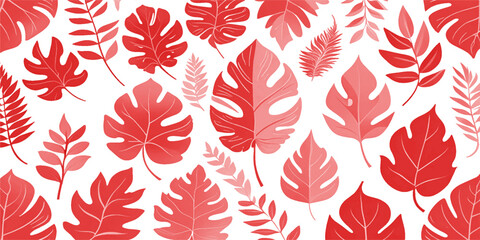 Vector tropical and seasonal leaves minimal flat design