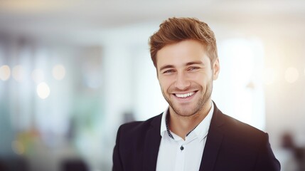 Businessman in office,modern interior background,copy space concept,mockup template.