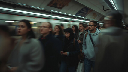 Rush hour at a metro station early in the morning.