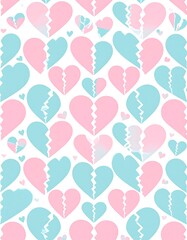 Broken heart pattern, pastel colors