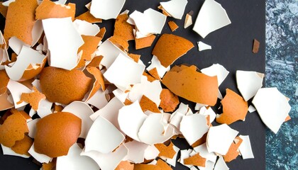 Broken eggshells scattered