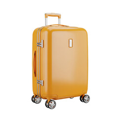 Yellow Hard-Shell Suitcase with Spinner Wheels and Retractable Handle on White Background