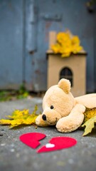 Broken heart teddy bear