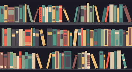 Discover a vast collection of books on shelves illustrating knowledge and learning