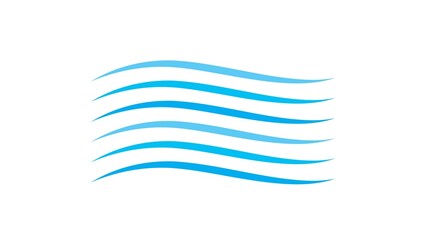 Abstract blue wave lines isolated on white background