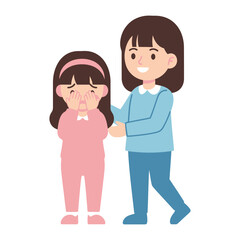Fototapeta premium Comforting Moment: A tender illustration of a parent providing comfort to a child in distress, emphasizing love, support, and the gentle bond of care.