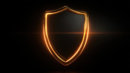 Shield outline glowing with light on a dark background creating a striking visual effect
