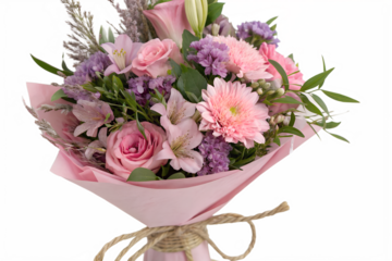 Vibrant Pink Mixed Floral Bouquet Wrapped in Pink Paper
