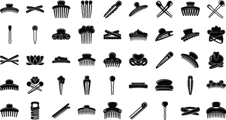 Collection of stylish hair accessories for elegant hairstyles and beauty