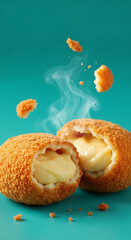 Hot Fried Custard Balls with Steam
