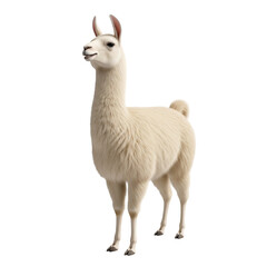 Fototapeta premium Cream-Colored Llama Standing on White Background