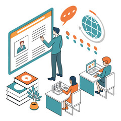 business man with laptop and graphs