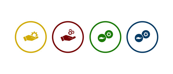 hand holding gear icon vector illustration. hand holding gear icon in different color design.