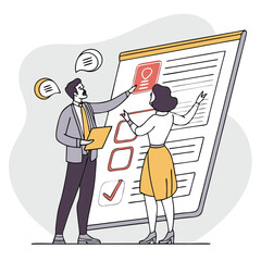 man and woman in the office