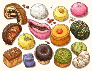 Illustration of japanese sweets