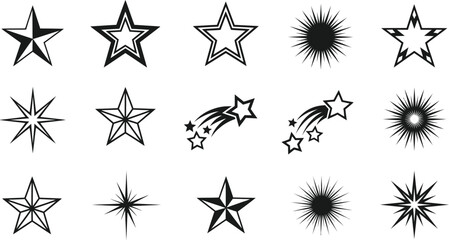 Fototapeta premium Collection of dynamic starbursts and shooting stars for modern design
