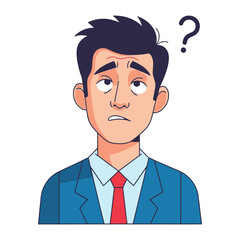 Uncertainty: A thoughtful individual with a question mark, a modern depiction of puzzlement and indecision, capturing the emotional state of doubt and confusion.
