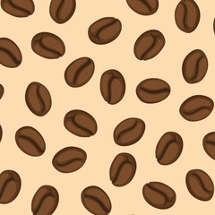 Seamless Coffee Beans Pattern Vector for Packaging and Cafe Design. Coffee Bean Seamless Background