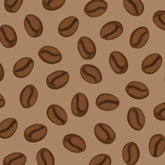 Seamless Coffee Beans Pattern Vector for Packaging and Cafe Design. Coffee Bean Seamless Background