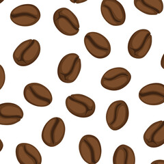 Seamless Coffee Beans Pattern Vector for Packaging and Cafe Design. Coffee Bean Seamless Background