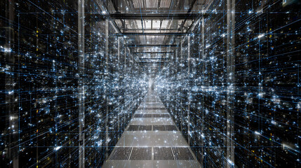  An abstract image of network servers in a digital world (2)