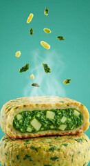 Potato cake filled with spinach and potatoes