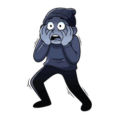 Obraz premium Anxiety and Fear: Capturing the chilling experience of anxiety, a person stands paralyzed by their emotion in a moment of intense fear.