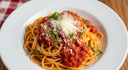 Spaghetti with Tomato Sauce and Parmesan Cheese