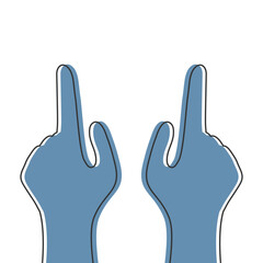 Human hands with index fingers pointing at something. Line icon. Vector illustration