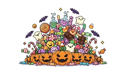 Obraz premium Halloween treats pile illustration