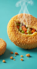 Steaming Bread Bowl with Vegetables