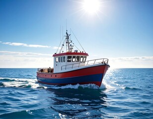 Fototapeta premium Fishing boat on open water