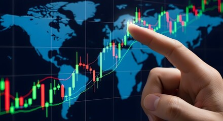 Photo of global stock market financial trading analysis with candlestick charts
