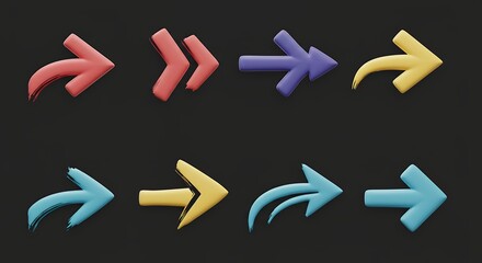 Colorful arrow icons on dark background