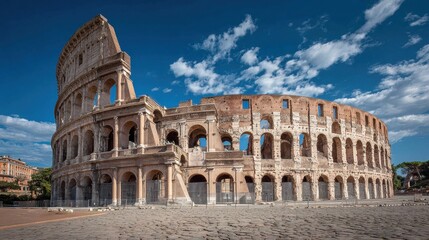 Exploring the architectural grandeur of the ancient Colosseum in Rome during a sunny day