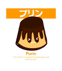 Craphic design of japanese sweets purin pink