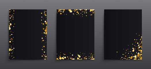 Fototapeta premium Elegant black background with golden glitter frames