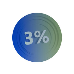 Three Percent, 3d render of a button,  Percent png transparent images