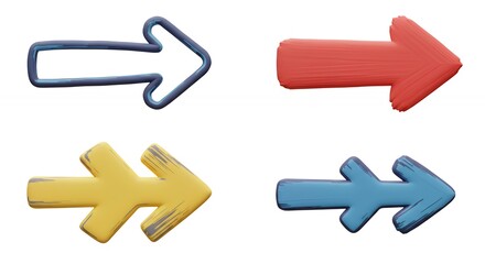 Set of colorful arrows in flat style