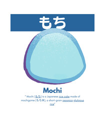 Craphic design of japanese sweets mochi blue